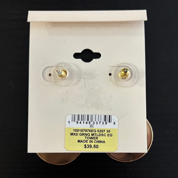 ON 34TH Gold and Green Double Circle Earrings NWT - Picture 2 of 2